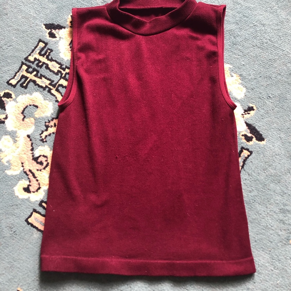 Burgundy High Neck Crop Top Very Stretchy